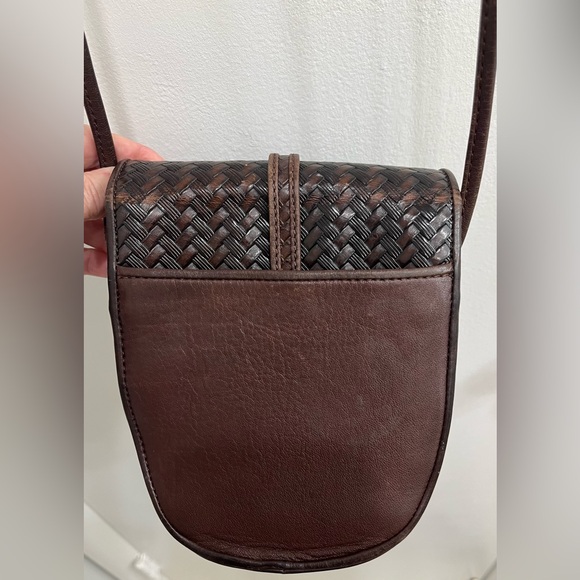 Brighton Vintage One World Chocolate Brown Woven Leather Crossbody Bag - Picture 10 of 13